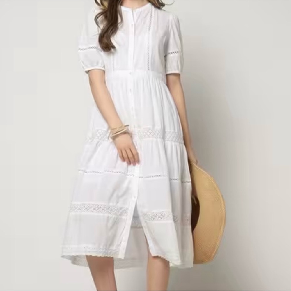 NWOT GAP Lace Midi Dress 👗 with removable cotton slip. Size Medium - Picture 4 of 10